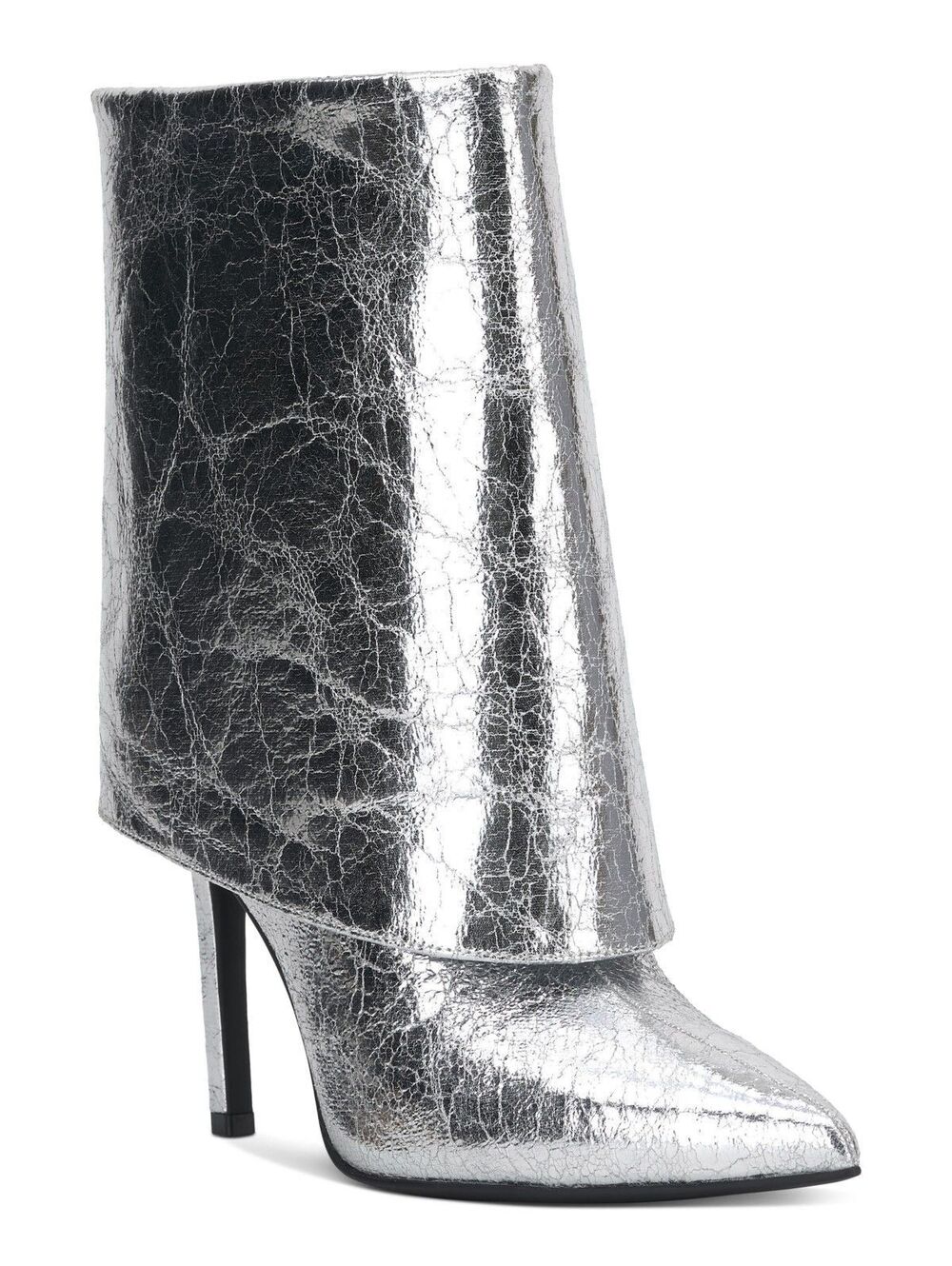 I.n.c. International Concepts Sabeel Cuff Booties, - Silver Crinkle 8.5M ($99)
